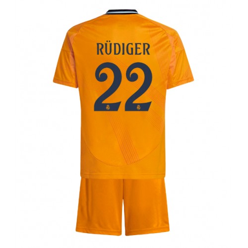 Dres Real Madrid Antonio Rudiger #22 Gostujuci za djecu 2024-25 Kratak Rukav (+ kratke hlače)